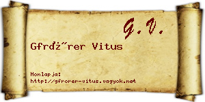 Gfrörer Vitus névjegykártya